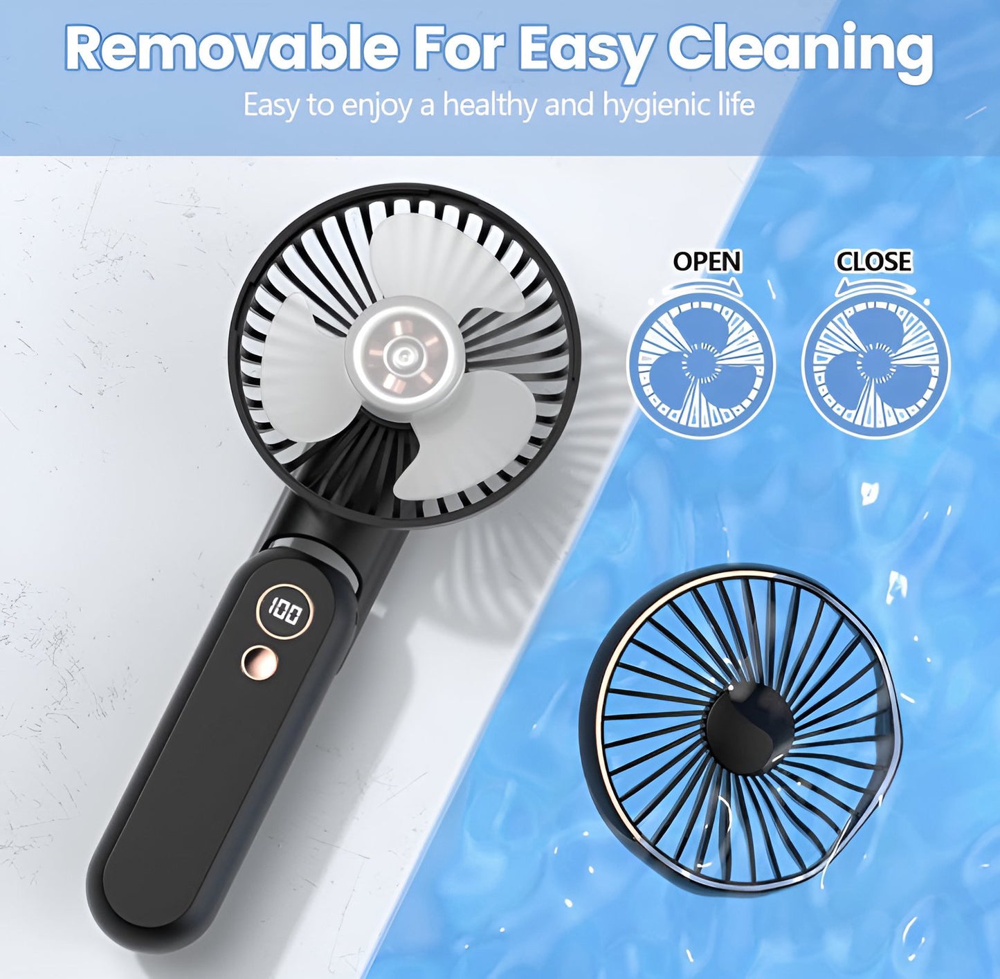 Compact and Sleek 3-in-1 Portable Fan with Power Bank