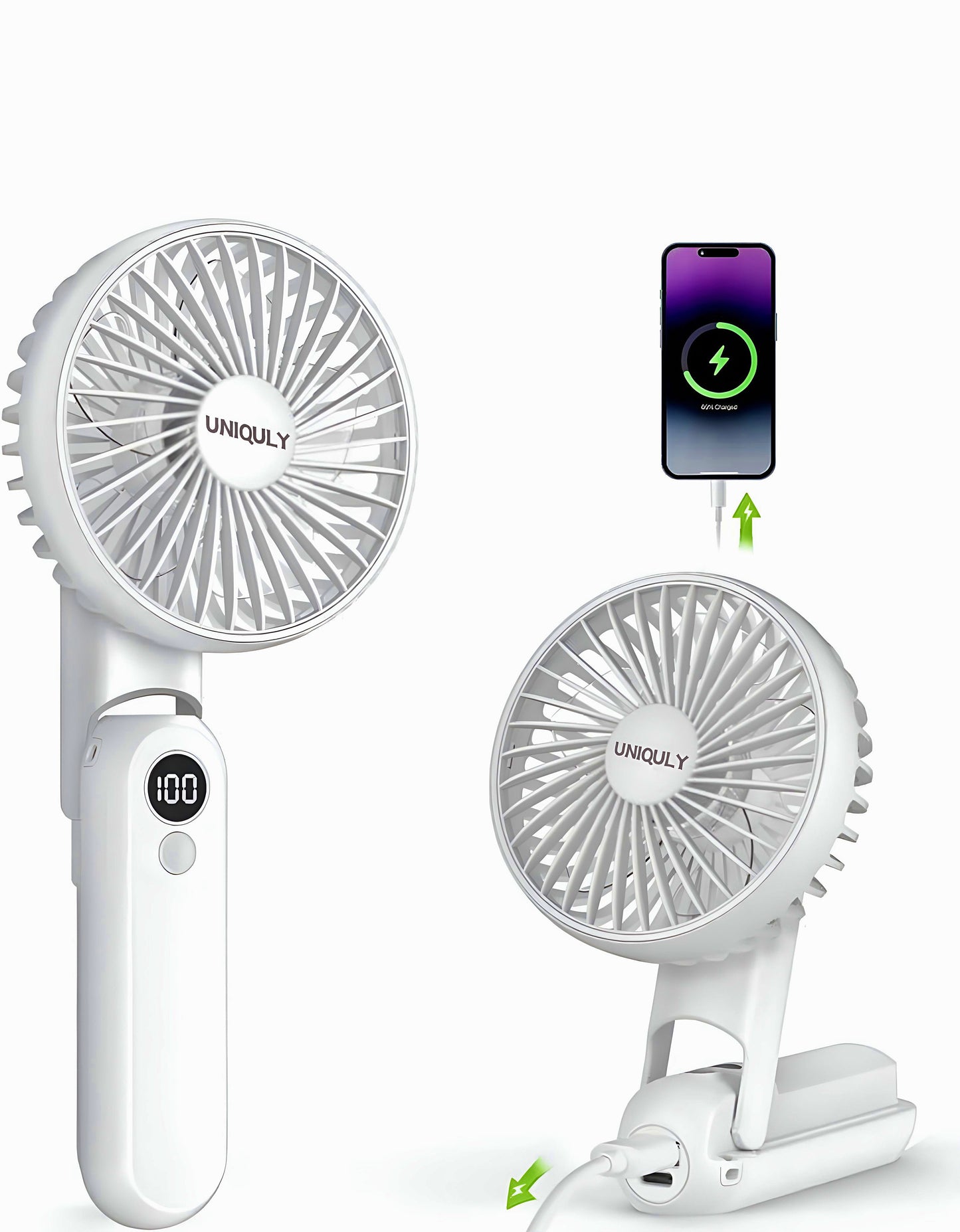 Compact and Sleek 3-in-1 Portable Fan with Power Bank